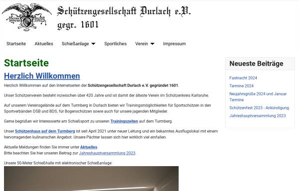 Vorschau von www.sg-durlach.de, Schützengesellschaft Durlach 1601 e.V.