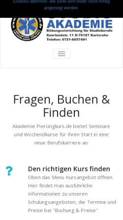 Vorschau der mobilen Webseite piercingkurs.de, Piercingkurs.de