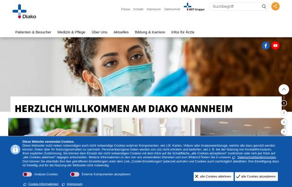 Vorschau von www.diakonissen.de, Diakonissenkrankenhaus Mannheim