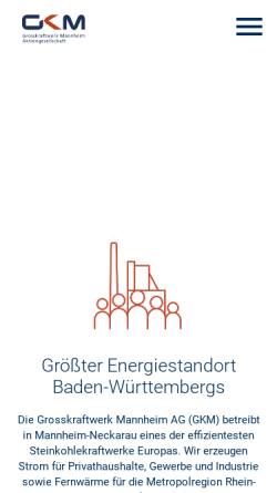 Vorschau der mobilen Webseite www.gkm.de, Großkraftwerk Mannheim Aktiengesellschaft