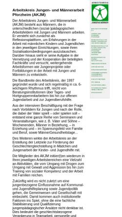 Vorschau der mobilen Webseite www.akjm-pforzheim.de, Arbeitskreis Jungen- und Männerarbeit Pforzheim (AKJM)