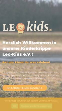 Vorschau der mobilen Webseite leokids.org, Leo-Kids e.V. - Qualifizierte Ganztagesbetreuung für Kleinkinder
