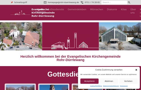 Vorschau von www.rohr-duerrlewang.de, Evangelische Kirchengemeinde Dürrlewang