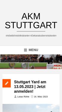 Vorschau der mobilen Webseite www.akm-stuttgart.de, Arbeitskreis Ministranten Stuttgart (AKM)