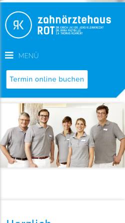 Vorschau der mobilen Webseite www.zahnaerztehaus-rot.de, Zahnärztehaus Rot