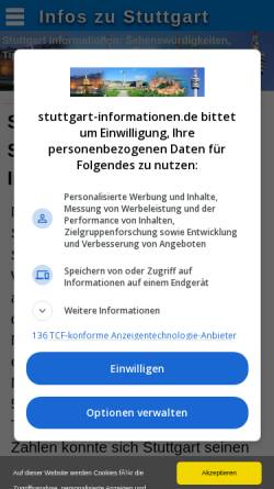 Vorschau der mobilen Webseite www.stuttgart-informationen.de, Stuttgart Informationen