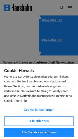 Vorschau der mobilen Webseite www.haushahn.de, C. Haushahn GmbH & Co. KG