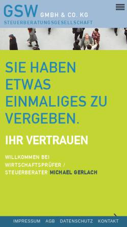 Vorschau der mobilen Webseite www.gsw-steuerberater.de, GSW Steuerberater - Beate Georgii-Stephan und Rainer Wittemann