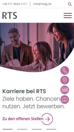 Vorschau der mobilen Webseite www.rtskg.de, RTS Steuerberatungsgesellschaft KG