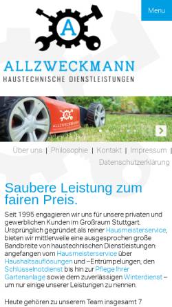Vorschau der mobilen Webseite www.allzweckmann-stuttgart.de, Gregor Hyrenbach Haustechnische Dienstleistungen
