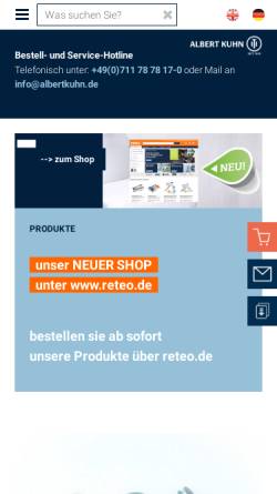 Vorschau der mobilen Webseite www.albertkuhn.de, Albert Kuhn GmbH & Co