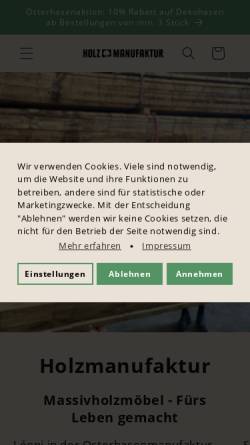 Vorschau der mobilen Webseite holzmanufaktur.com, Holzmanufaktur GmbH
