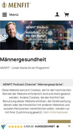 Vorschau der mobilen Webseite menfit.com, Menfit GmbH
