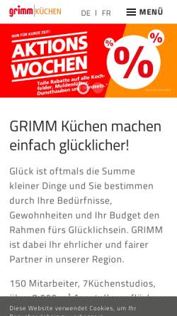 Vorschau der mobilen Webseite www.grimm-kuechen.de, GRIMM Küche & Wohnen GmbH