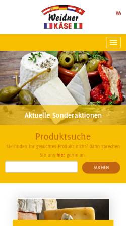 Vorschau der mobilen Webseite www.weidner.de, Weidner Käse GmbH