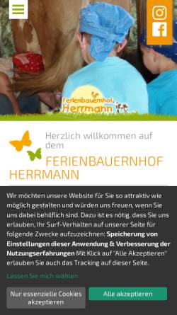 Vorschau der mobilen Webseite www.ferienbauernhof-herrmann.de, Ferienbauernhof Herrmann - Rauenzell