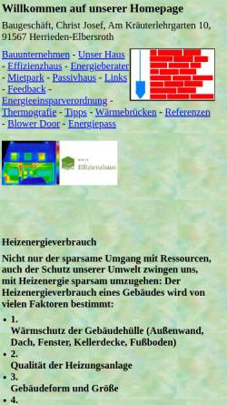 Vorschau der mobilen Webseite www.josefchrist.de, Baugeschäft Josef Christ