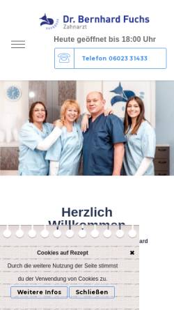Vorschau der mobilen Webseite www.zahnarzt-fuchs-alzenau.de, Dr. med. dent. Bernhard Fuchs