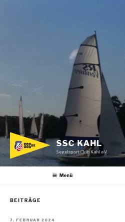 Vorschau der mobilen Webseite www.ssc-kahl.de, Segelsportclub Kahl e. V.