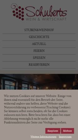 Vorschau der mobilen Webseite www.weinstube-schubert.de, Schuberts Wein & Wirtschaft