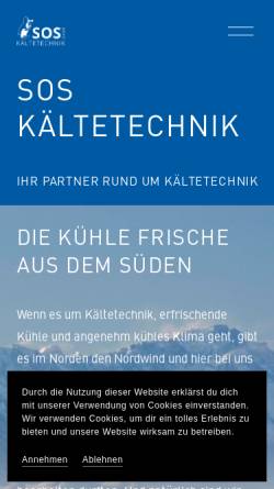 Vorschau der mobilen Webseite www.sos-kaeltetechnik.de, SOS Kältetechnik GmbH