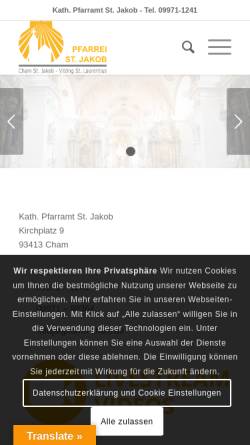 Vorschau der mobilen Webseite www.pfarrei-cham.de, Pfarrei St. Jakob