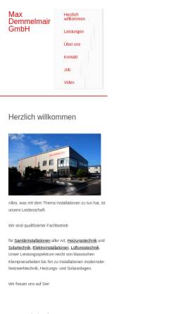 Vorschau der mobilen Webseite www.demmelmair-gmbh.de, Max Demmelmair GmbH