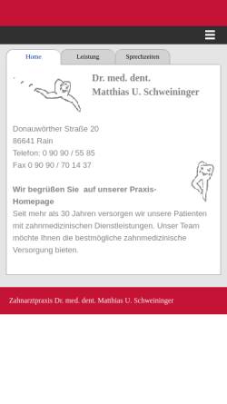 Vorschau der mobilen Webseite www.zahnaerzte-rain.de, Praxisgemeinschaft Dres. Haid und Schweininger