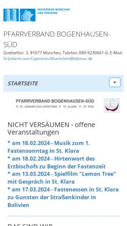 Vorschau der mobilen Webseite www.erzbistum-muenchen.de, Katholischer Pfarrverband Vaterstetten-Baldham
