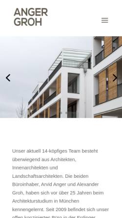 Vorschau der mobilen Webseite www.angergroh.de, Anger Groh Architekten GbR