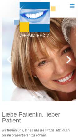 Vorschau der mobilen Webseite zahnaerzte-goetz.de, Zahnärzte Dr. Richard und Christa Götz