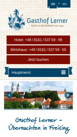 Vorschau der mobilen Webseite www.gasthof-lerner.de, Gasthof Lerner