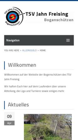 Vorschau der mobilen Webseite www.bogen-fs.de, TSV Jahn Freising e.V. - Bogenschützen