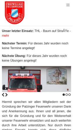 Vorschau der mobilen Webseite feuerwehr-palzing.de, Freiwillige Feuerwehr Palzing