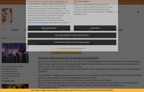 Vorschau von eventverleih.g-zell.de, G-zell.de Eventverleih Vermietung von PA & Lichttechnik