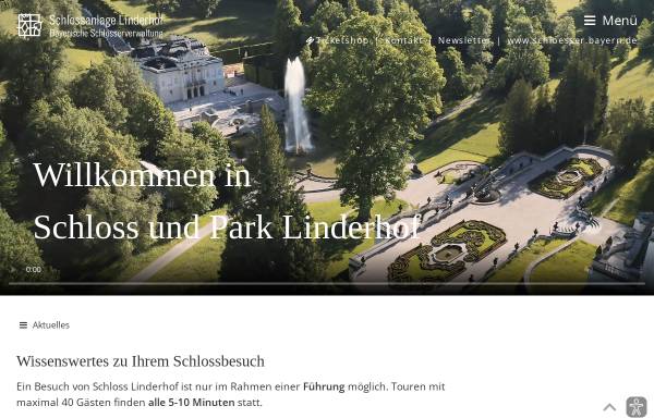 Vorschau von www.linderhof.de, Schloss und Park Linderhof