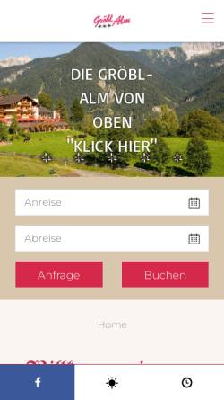 Vorschau der mobilen Webseite www.groeblalm.de, Alpengasthof Gröblalm
