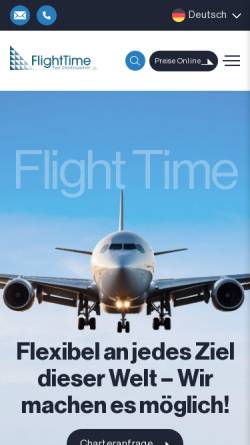 Vorschau der mobilen Webseite flighttime.de, FlightTime GmbH