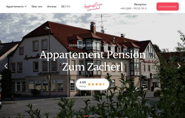 Vorschau von www.zum-zacherl.de, AppartementPension Zum Zacherl