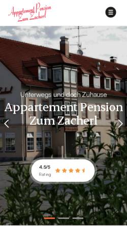 Vorschau der mobilen Webseite www.zum-zacherl.de, AppartementPension Zum Zacherl