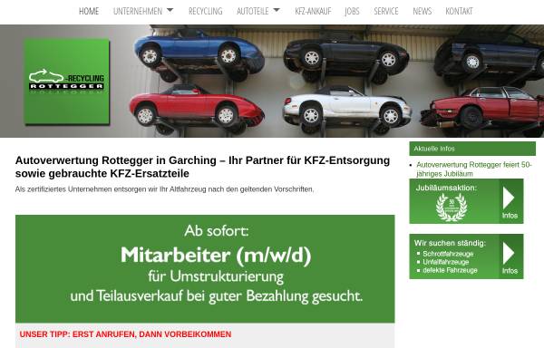 Vorschau von www.autoverwertung-rottegger.de, Autoverwertung Rottegger GmbH