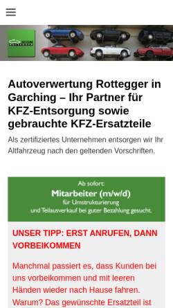 Vorschau der mobilen Webseite www.autoverwertung-rottegger.de, Autoverwertung Rottegger GmbH