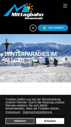Vorschau der mobilen Webseite www.mittagbahn.de, Bergbahn zum Mittag