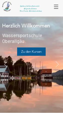 Vorschau der mobilen Webseite www.wassersportschule-oberallgaeu.de, Wassersportschule Oberallgäu