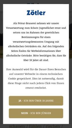 Vorschau der mobilen Webseite www.zoetler.de, Adlerbrauerei Rettenberg Herbert Zötler GmbH