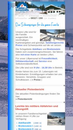 Vorschau der mobilen Webseite www.adelharzlifte.de, Adelharz- und Breitensteinlifte