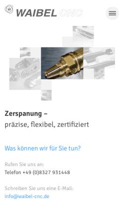 Vorschau der mobilen Webseite www.waibel-cnc.de, Waibel GmbH CNC Teilefertigung