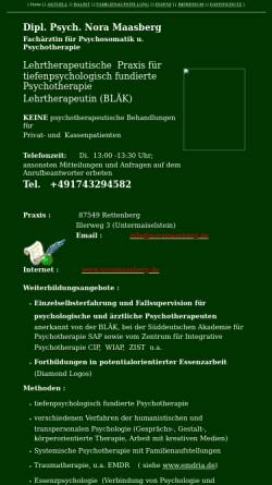 Vorschau der mobilen Webseite www.noramaasberg.de, Fachärztin für Psychosomatik u. Psychotherapie