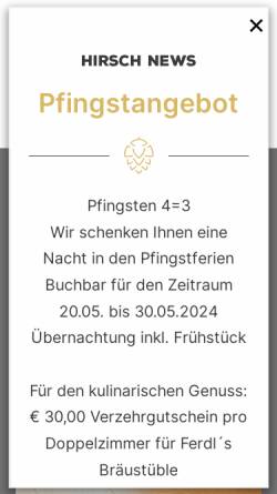Vorschau der mobilen Webseite www.zumgoldenenhirsch.com, Hotel Zum Goldenen Hirsch