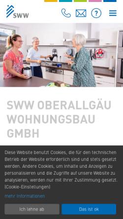 Vorschau der mobilen Webseite www.sww-oa.de, Sozial-Wirtschafts-Werk des Landkreises Oberallgäu Wohnungsbau GmbH